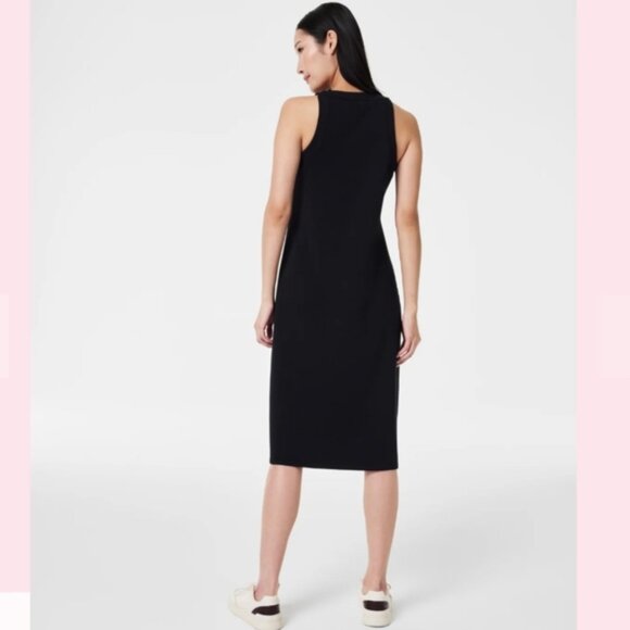 NWT SPANX AirEssentials Side Stripe Midi Dress Black White Medium Air Essentials - Picture 4 of 7